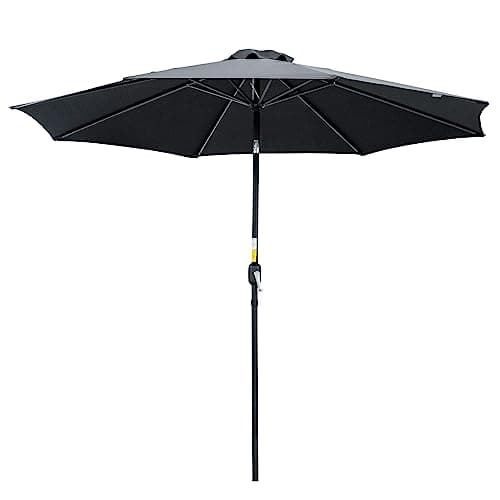 Image of Outsunny 3(m) Tilting Parasol Garden Umbrellas, Outdoor Sun Shade with 8 Ribs, Tilt and Crank Handle for Balcony, Bench, Garden, Black
