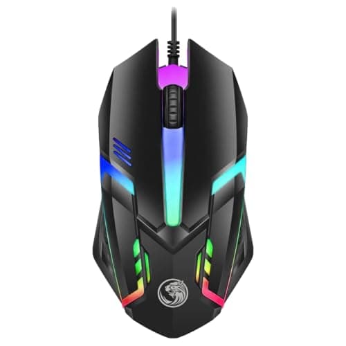 Image of JUSTOP Gaming Mouse, USB Wired Plug&Play, Lightweight, 1000 DPI Optical Sensor, RGB LED Lighting, Black