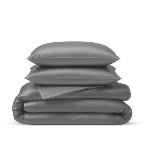 Image of LINENWALAS King Duvet Cover 3Pc Set Organic Bamboo Bedding Set Anti Allergy Comforter Cover Set 226x220 Soft, Cooling, Luxury Bamboo Bedding King Size Quilt Cover (King, Light Grey)