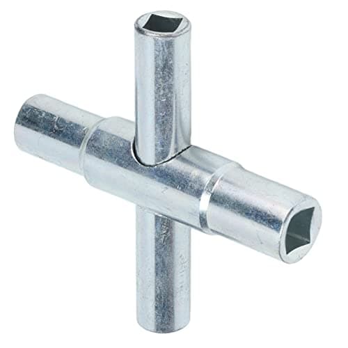 Image of Cross Key Tool, 45 Steel Four Way Service Utility Key, Silver Bathroom Wrench Tool Sillcock Wrench for Sillcock Stopcock and Most Valve (British System)