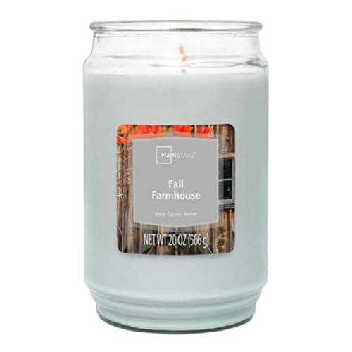 Image of 20oz Classico Scented Candle Jar Large Glass Jar Candle with Lid Cotton Wick & Premium Wax Long Lasting Clean Burn Home Fragrance & Gifting (Fall Farmhouse)