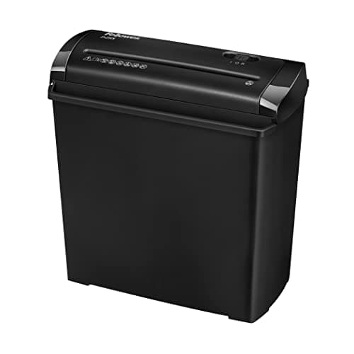 Image of Fellowes Document Shredder for Home Use - 5 Sheet Strip Cut Paper Shredder for Home and Personal Use - Home Office Shredder with 11 Litre Bin - Powershred P-25s - Security Level P1 - Black
