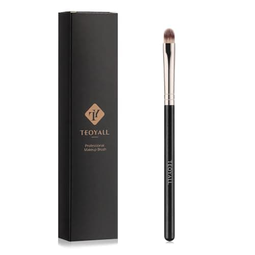 Image of TEOYALL Flat Rounded Concealer Brush, Soft Dense Synthetic Bristles Blending Brush For Powder Cream Concealer Eyeshadow