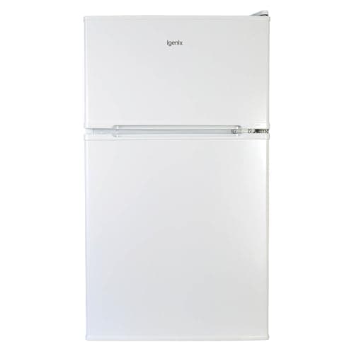 Image of Igenix IG347FF Freestanding Under Counter Fridge Freezer with 1 Safety Glass Shelf and 1 Salad Drawer, Reversible Door with two compartments, Adjustable Feet, 47 cm Wide, White