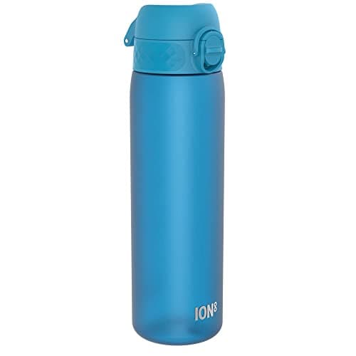 Image of Ion8 Water Bottle, 500 ml/18 oz, Leak Proof, Easy to Open, Secure Lock, Dishwasher Safe, BPA Free, Hygienic Flip Cover, Carry Handle, Fits Cup Holders, Easy Clean, Carbon Neutral, Blue