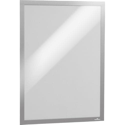 Image of Durable DURAFRAME Self-Adhesive Magnetic Frame | A3 Format In Silver | Pack of 2 Frames | Document Frame for Professional Internal Signage