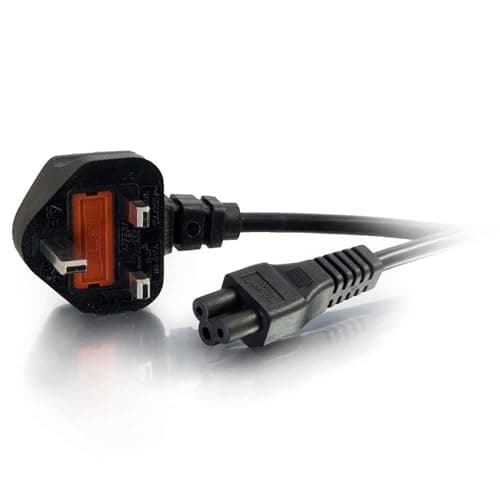 Image of C2G 80601 1 Metre C5 Laptop Power Cable (IEC60320C5 to BS1363) 3 Foot Cloverleaf Power Cord, Black