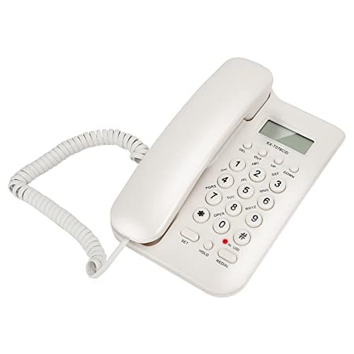 Image of Vbestlife Corded Phone with Caller ID, KX-T076 Button Buttons Wired Telephone English Landline Telephone Desk Phone with Clear Sound for Home/Office/School (White)