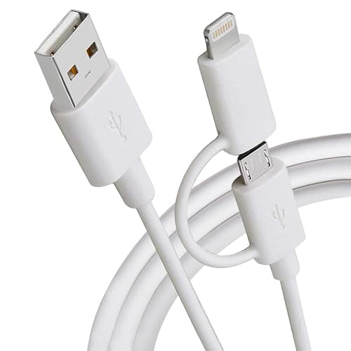 Image of Maplin USB-A to 2 in 1 Multi Charging Cable Lightning & Micro USB-B, 1m, for iPhones 14, 13, 12, 11, iPad Air/Mini, iPad, Android phones inc Samsung S7/S6/S5, Sony, Huawei, PS4, HTC, Kindle, Camera