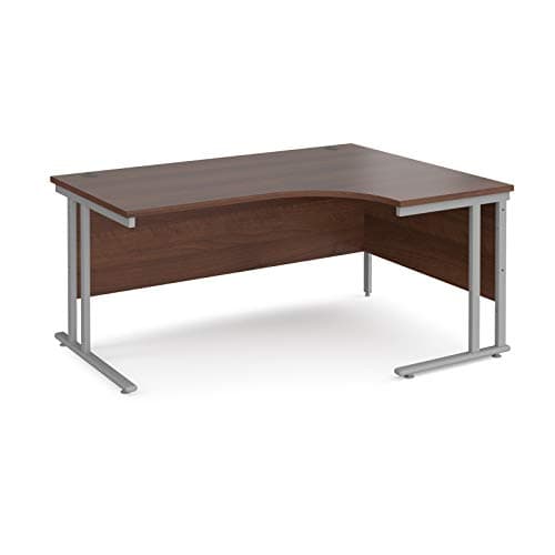 Image of Mr Office Maestro 25 right hand ergonomic desk - silver cantilever leg, Walnut, 1600