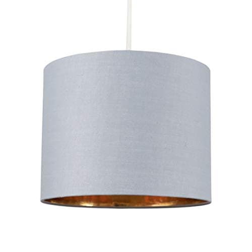 Image of MiniSun | Small Modern Grey and Gold Drum Light Shade | Pendant Lights, Home Décor & Improvement Essential | 25cm Shade Width