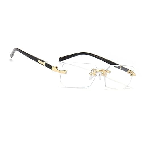 Image of MEGAVOW Rimless Tinted Sunglasses for Women Men, Lightweight Rectangle Frameless Glasses UV400 Protection, Stylish Square Sun Shades for Retro 90s Party Driving Outdoor Activities