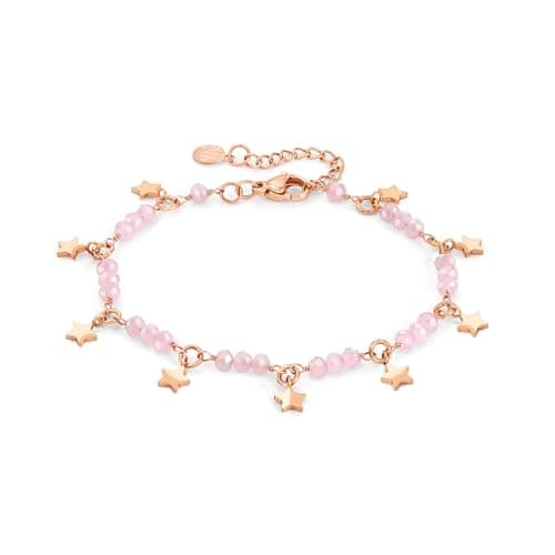 Image of Nomination® - Women's Star Charm Bracelet, Mon Amour Collection in Steel and Crystals, Rose Gold Finish, Adjustable Length 16-19 cm, Elegant, Women's Gift, Made in Italy, Original Box