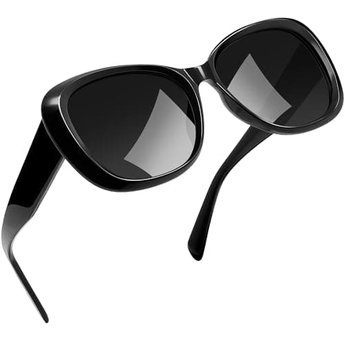 Image of Joopin Oversized Acetate Sunglasses Polarized UV Protection Trendy Butterfly Shades for Women Ladies Sun Glasses (Black)