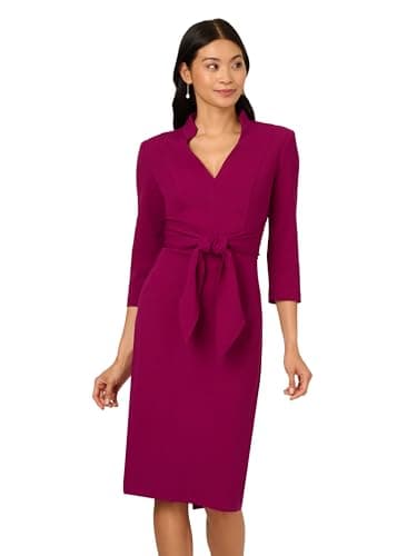 Image of Adrianna Papell Women's Front Tie Short Dress, Wildberry, 16