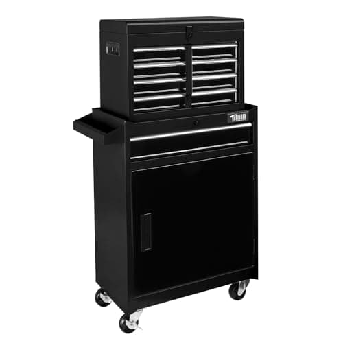 Image of Bonnlo 5 Drawer Rolling Tool Chest, Tool Storage Cabinet, Lockable Wheels, Detachable Top & Adjustable Shelf, Mechanic Tool Organizer Box for Garage, Workshop, Warehouse & Repair Shop, Black