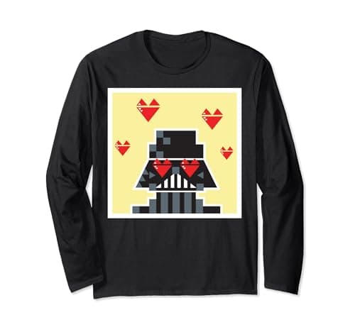 Image of Star Wars Vader Pixel Heart Eyes Valentine's Long Sleeve T-Shirt