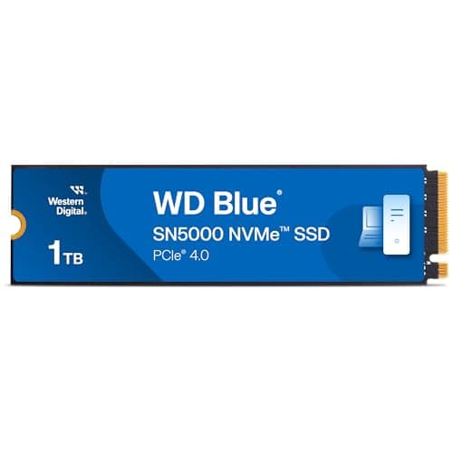 Image of WD Blue SN5000 1TB SSD, M.2 2280 NVMe SSD, Read speeds up to 5150 MB/s, PCIe Gen4, nCache Technology, Free Acronis True Image data migration software, Internal solid state drive, Color May Vary
