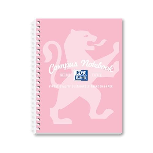 Image of Oxford Campus A5 Notebook, Wirebound, 8 mm Lined with Margin, 140 Pages, Single Notepad, Pastel Colour, Optik Paper+
