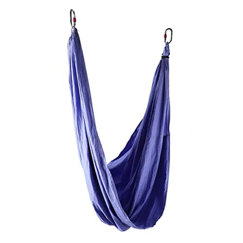 Image of Pissente Aerial Yoga Swing Set, Portable Hammock Antigravity Yoga Hammock with Carry Bag Home Flying Yoga Swing Aerial Yoga Hammock Yoga Flying Strap Sling (PURPLE)