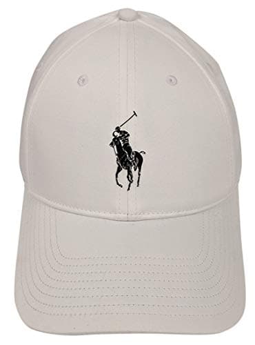 Image of Ralph Lauren Polo Men`s Baseline Performance Cap with Adjustable Back Strap, Outline Hat White/Black, One size
