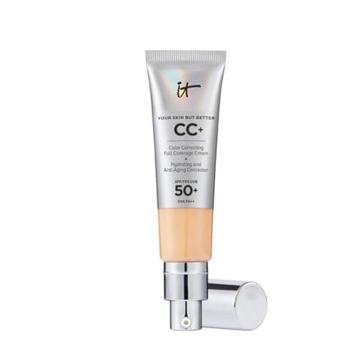 Image of IT Cosmetics CC+ Cream SPF 50+ Full-Coverage CC Foundation, Hydrating Skincare, With Hyaluronic Acid, Niacinamide & Vitamin E for a Radiant Finish, Your Skin But Better, Shade: Medium, 32ml