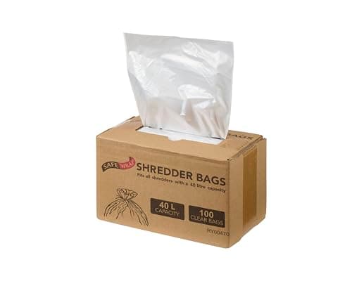 Image of Safe Wrap Shredder Bags, 40L Capacity | Pack of 100 | Durable, High-Density Polythene | Handy Dispenser Box