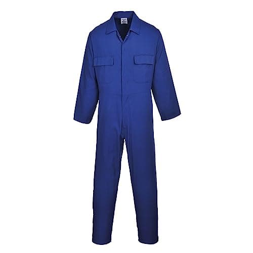 Image of Portwest S999 Classic Collection Protective Polycotton Work Coverall Men's Boiler Suit Work Overalls Workwear Unisex Six Pockets Elasticated Waist 40+ UPF, Regular, Royal Blue, L