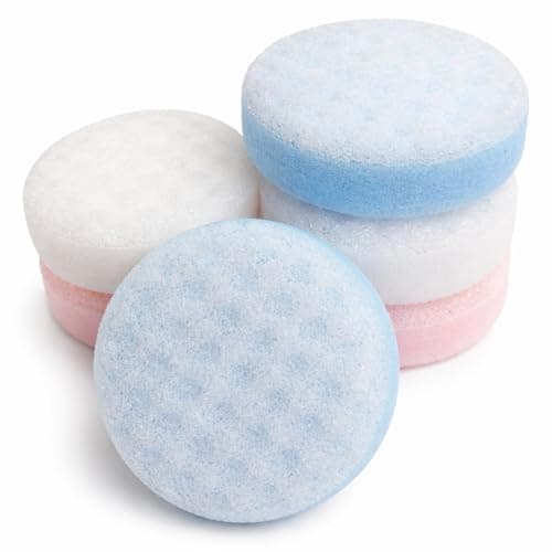 Image of 6 x Round Exfoliating Bath Sponge – Massage Sponge for Adults & Kids, Soft & Effective Body Scrubber for Men & Women, Ideal for Shower & Bath, Gentle Skin Exfoliation Pad - Assorted Colours