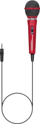 Image of SoundLAB Dynamic Unidirectional Karaoke Microphone With Fixed 3.5mm Jack Lead 3m Length For Singing, Presentations, Practice, Home Party, Celebration, Perforamce, Kids, Adults, Portable Red