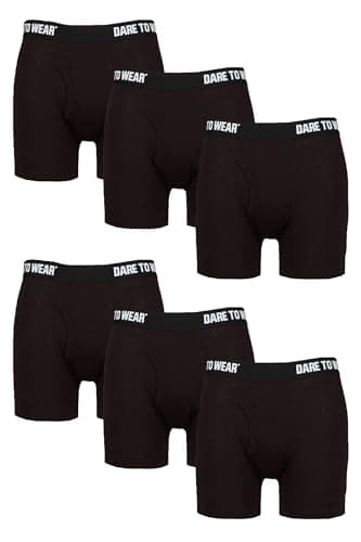Image of SockShop Dare to Wear Boxers - Mens Plain and Striped Soft Breathable Bamboo Keyhole Boxer Shorts in 6 Pair Multipack Black L