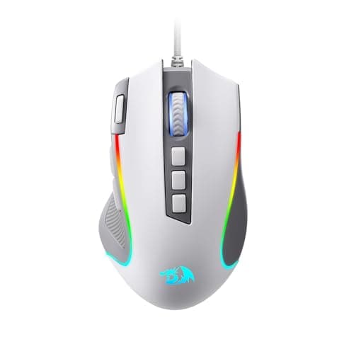 Image of Redragon M612 RGB Gaming Mouse, 8000 DPI Wired Optical Gamer Mouse with 11 Programmable Buttons & 5 Backlit Modes, Software Supports DIY Keybinds Rapid Fire Button, Gray&White