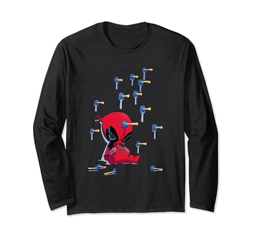 Image of Deadpool Cartoon Knockout Long Sleeve T-Shirt