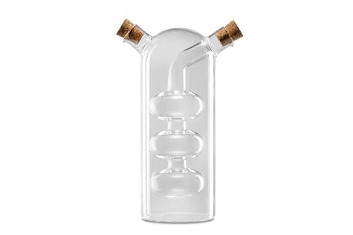 Image of apollo THE HOUSEWARES BRAND Glass Oil & Balsamic Drizzle Bottle,3 Bubbles Oil and Vinegar Dispenser Jar with Cork Stopper, Unique Bubble Design, 17.3x10.5x6.5cm