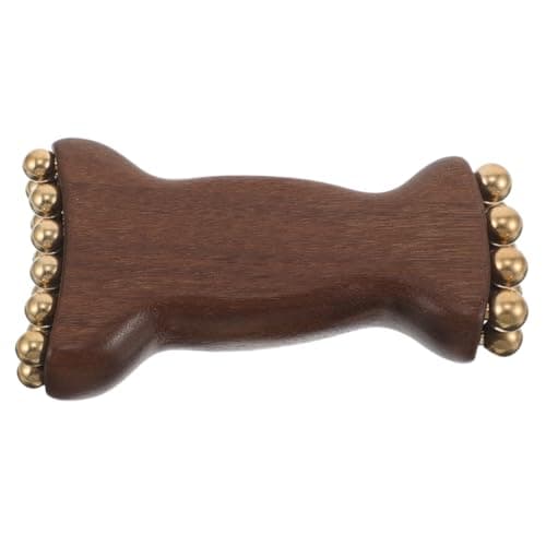 Image of DECOMELODY Wood Facial Massage Tool with Brass Beads Natural Green Sandalwood Face Massager for Skin Care Absorption Tension Relief and Facial Sculpting Manual Neck and Face Relaxation Device
