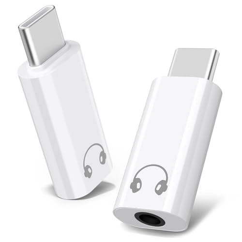 Image of Mugust USB C to 3.5mm Audio Headphone Adapter, Type C to Headphone 3.5mm Aux Jack Dongle Compatible with iPhone 16 15 Pro Max Plus, Galaxy S24 S23 S22, iPad Air/Pro, MacBook, Pixel (White)