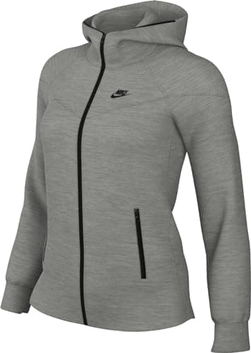 Image of Nike FB8338-063 Sportswear Tech Fleece Windrunner Sweatshirt Women's DK GREY HEATHER/BLACK Size M