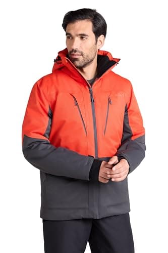 Image of Mountain Warehouse Interstellar Mens Waterproof Padded Ski Jacket, Breathable, Taped Seams, Detachable Snow skirt - Best for Skiing, Sports, Walking Orange 2XL