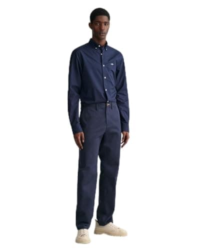 Image of GANT Men's Regular Twill Chinos Classic Trousers, Navy, 34 W/30 L