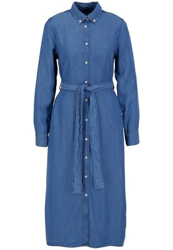 Image of GANT Women's Reg Chambray Shirt Dress, Light Indigo, 6