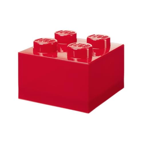 Image of Room Copenhagen LEGO Storage Brick 4 Knobs Translucent Red - Stackable Plastic Storage Box with Lid for Kids and Adults Desk Organizer and Toy Box