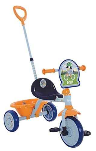 Image of Bluey First Ride On Trike - Licensed Kids' Ride On Toy with Adjustable Handle, Easy-Switch Pedal Clutch, Puncture-Proof Tyres, Steel Frame, Front Mudguard, Rear Storage Suitable age 2 years +
