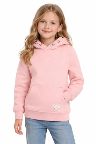 Image of Blu Apparel Unisex Kids Hoodie Overhead Warm Fleece Hoodies for Children Boys Girls Hoodies (UK, Age, 5 Years, 6 Years, Regular, Pink)