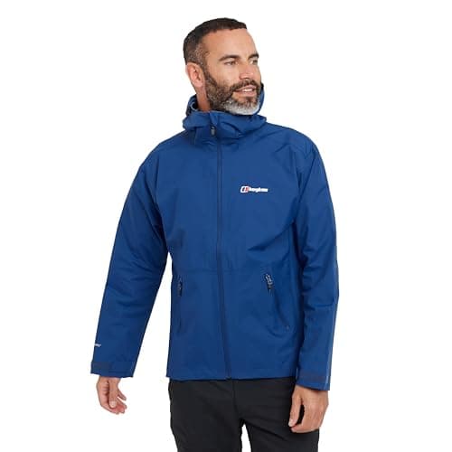 Image of Berghaus Men’s Stormcloud Waterproof Jacket with Adjustable Hood and Drawcord Hem, Breathable, Lightweight & Durable Technical Raincoat (UK, Alpha, M, Regular, Regular, Blue)