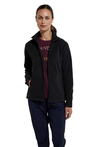 Image of Mountain Warehouse Raso Womens Fleece - Soft Touch Ladies Sweater Top with Full Zip, Microfleece - Best for Spring Summer Daily Use, Outdoors & Travelling Black Women's Size 18