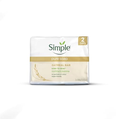 Image of Simple Pure Soap Oatmeal Bar Twin Pack (2 x 100g) – Fragrance Free Soap for Sensitive Skin – Gentle Cleansing for Eczema & Rosacea Prone Skin