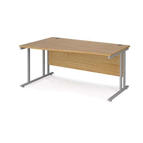 Image of Mr Office Maestro 25 left hand wave desk - silver cantilever leg, Oak, 1600