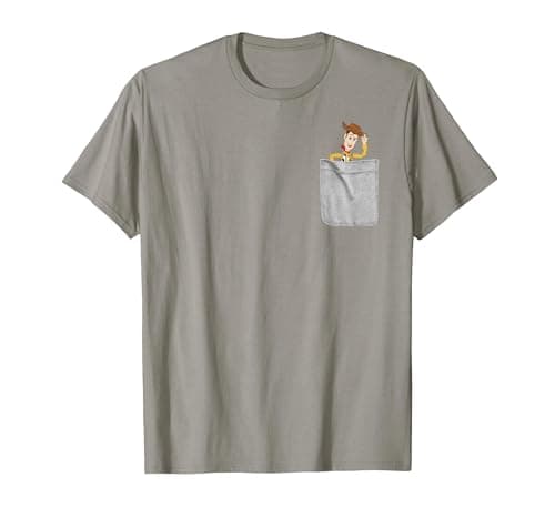 Image of Disney Pixar Toy Story Woody Faux Pocket Graphic T-Shirt T-Shirt, Men, Slate Grey, Small