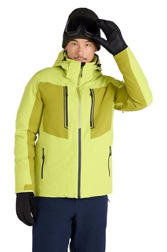 Image of Mountain Warehouse Phase Extreme Mens Ski Jacket - Waterproof & Breathable Coat with Detachable Hood & Thermal Tested -35°C - For Winter Skiing, Winter Sports, Outdoors Green L