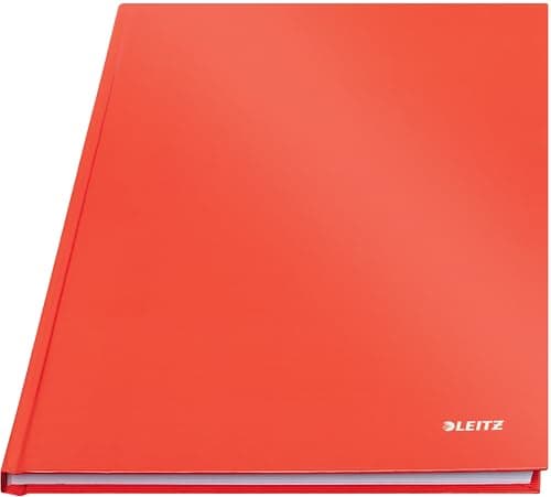 Image of Leitz A4 Lined Notebook, 160 Pages, 80 Sheets of FSC Certified 80 g/m² Paper, Sturdy, Scratch-Resistant Hardcover, For Office, School or as a Diary, Solid Series, Light Red, 46650020